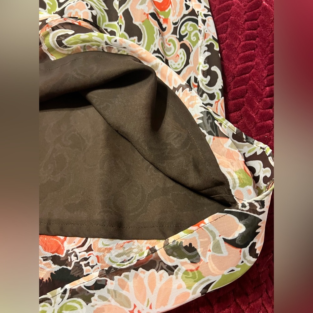 EUC Cato Brown & Coral Colored Floral Two-Piece Dress Set 14-16W - Picture 4 of 13